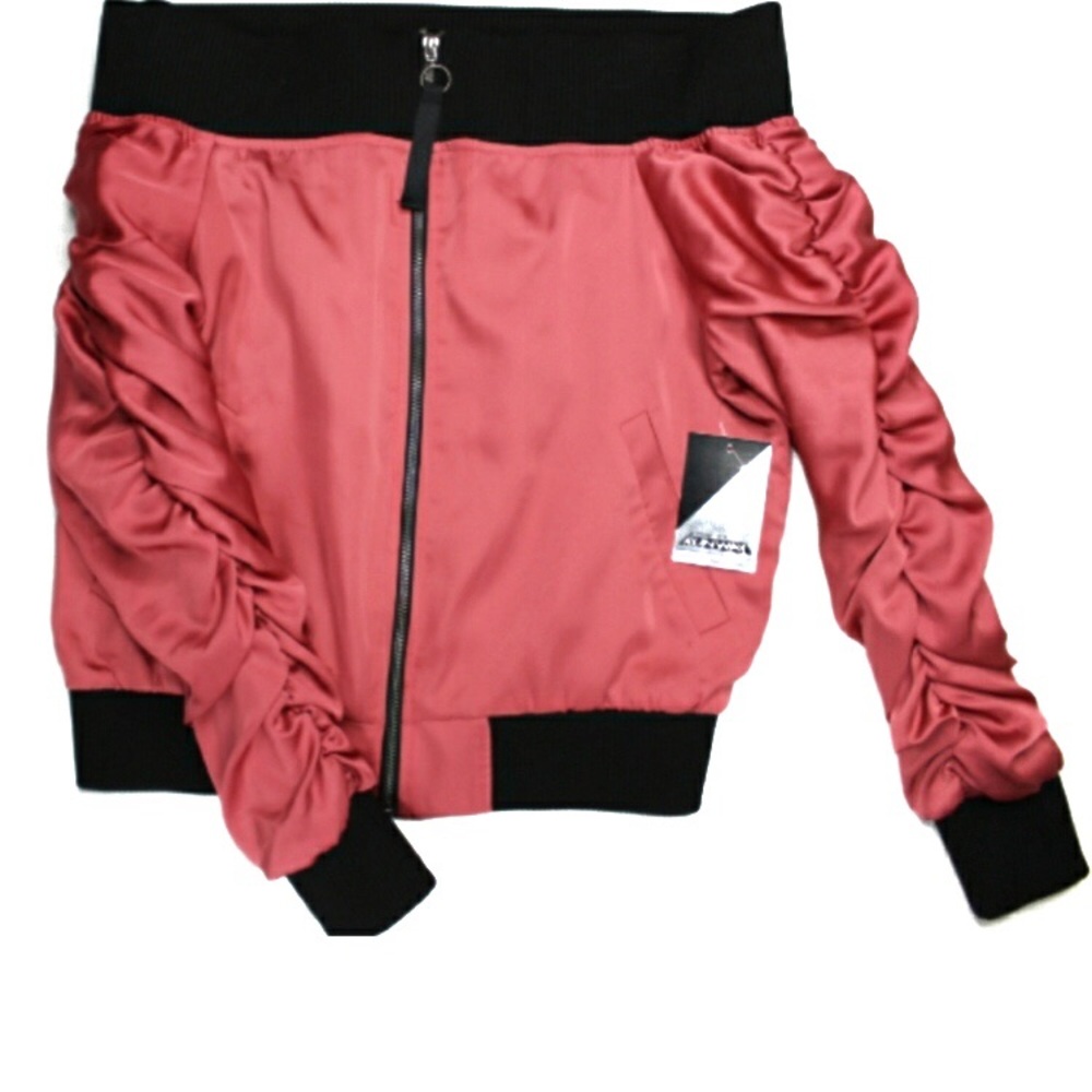 Project Runway Off Shoulder Slate Rose Jacket XS